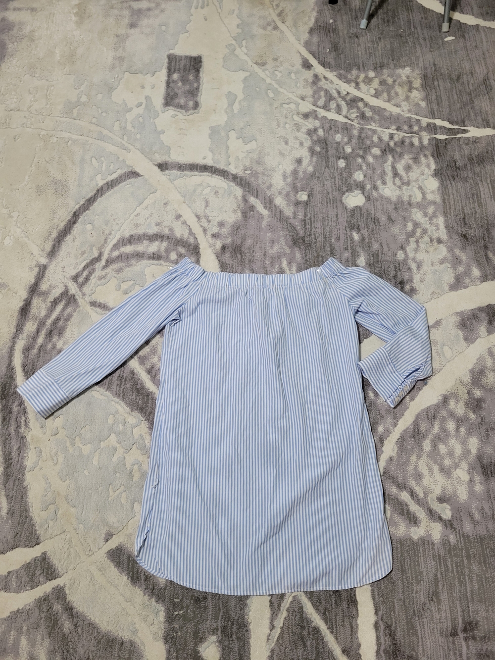 URBANOLOGY Light Blue & White Striped Off-Shoulder Dress Size M